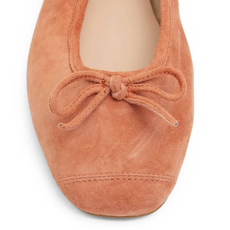 Alexa Flat in Orange Suede