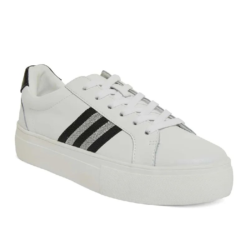 Fallon Sneaker in White And Silver Leather