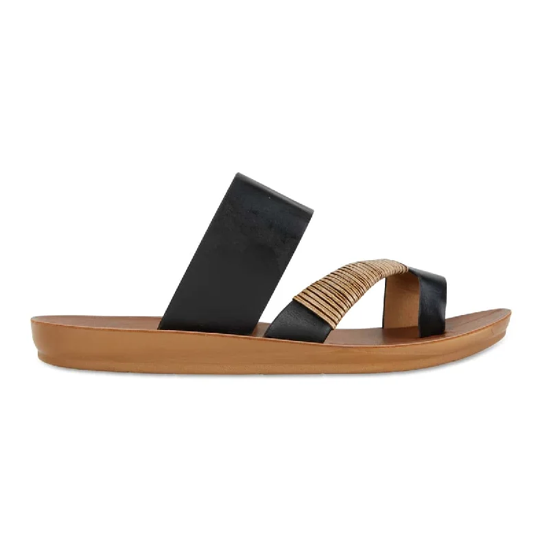 Gidget Sandal in Black Smooth