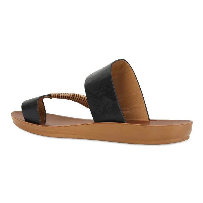 Gidget Sandal in Black Smooth