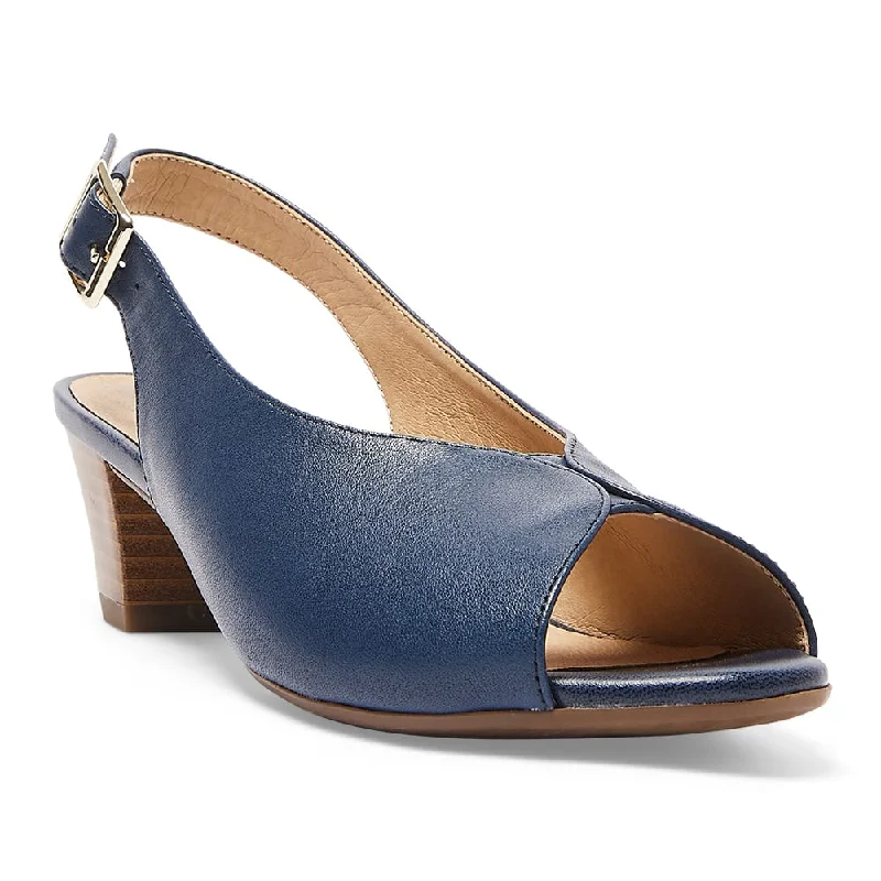 Hilda Heel in Navy Leather