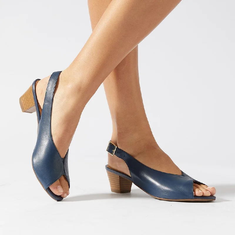 Hilda Heel in Navy Leather