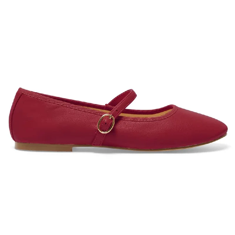 Molly Flat in Red Leather