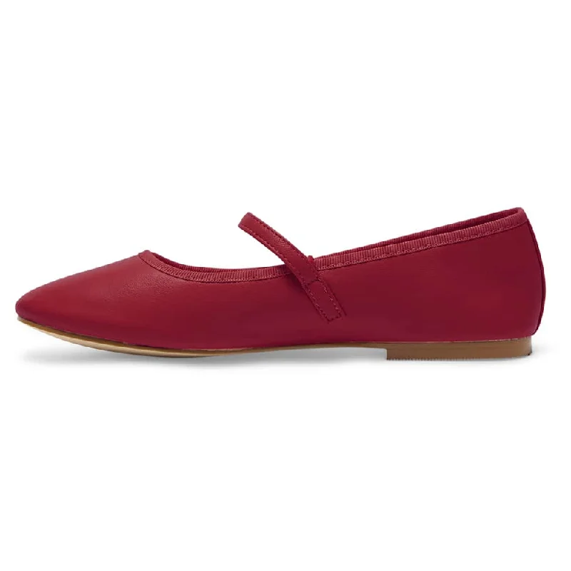 Molly Flat in Red Leather