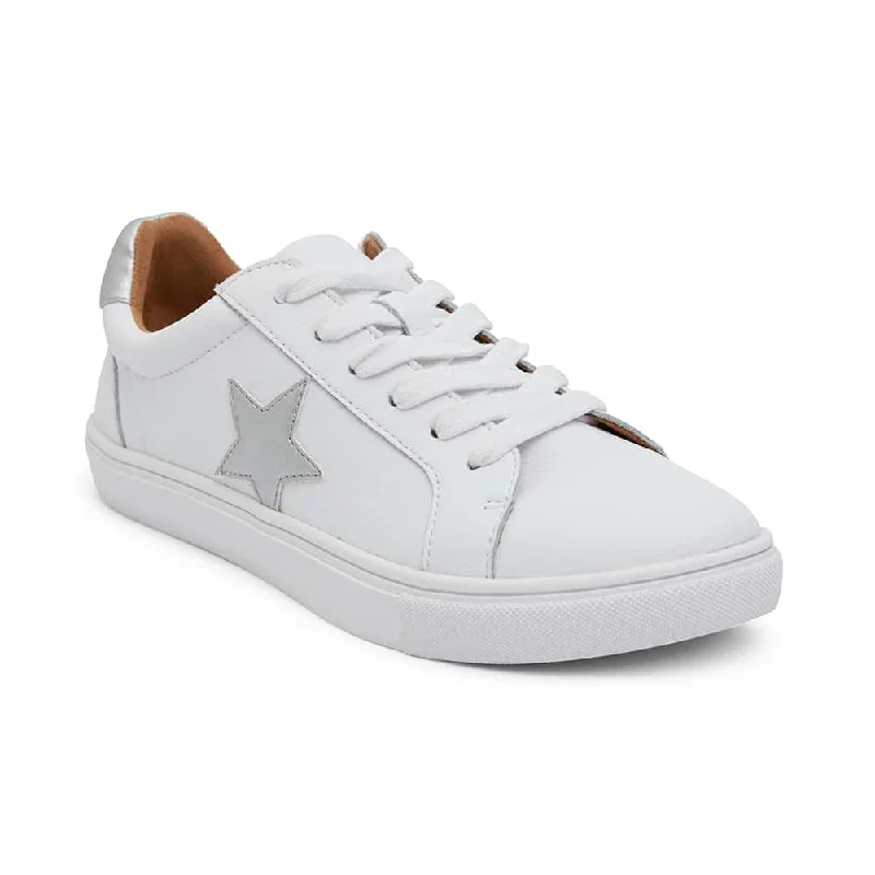 Stark Sneaker in White/silver Leather