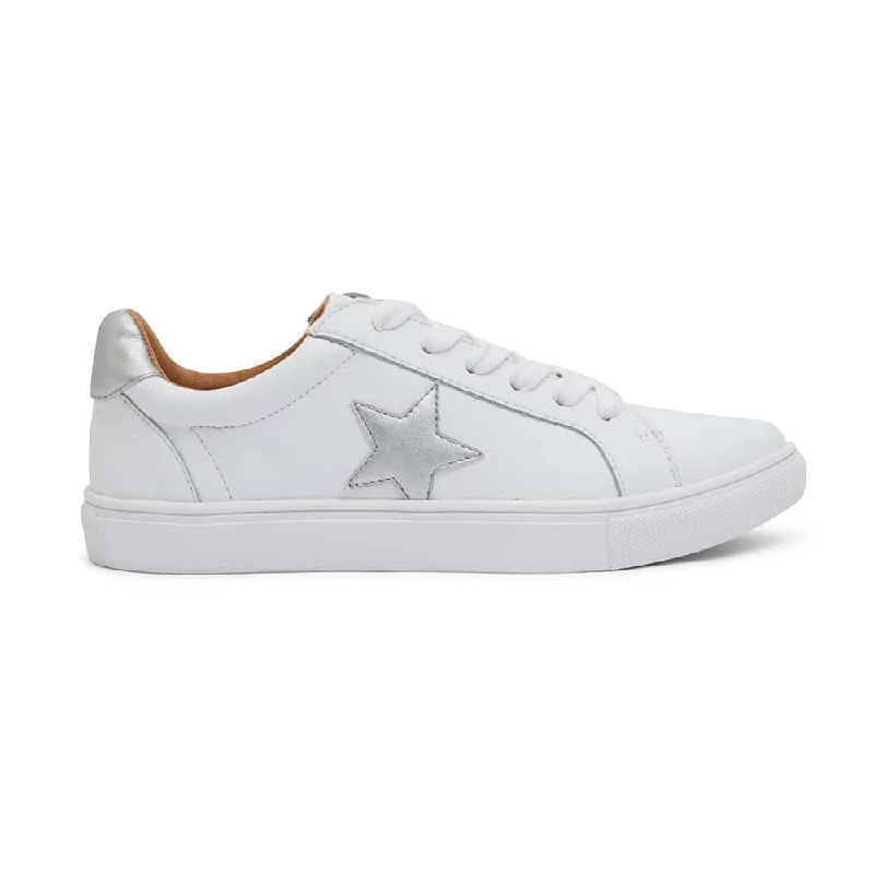 Stark Sneaker in White/silver Leather