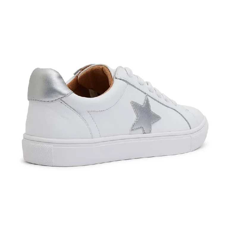 Stark Sneaker in White/silver Leather