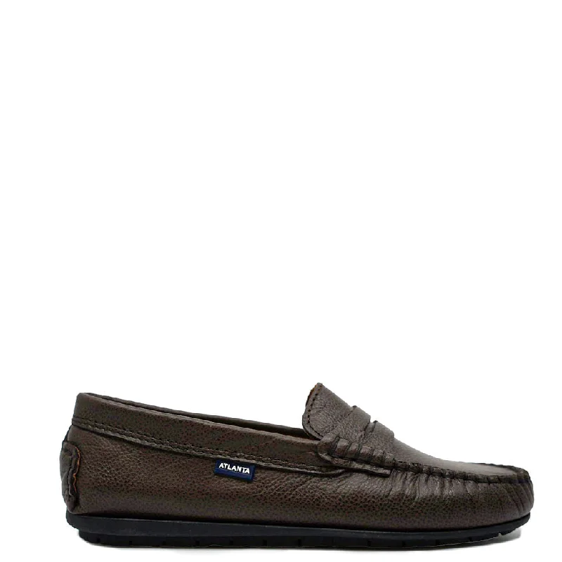 Atlanta Mocassin Brown Pebbled Penny Loafer