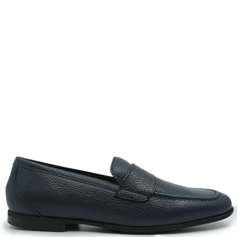 Atlanta Mocassin Navy Pebbled Penny Dress Shoe