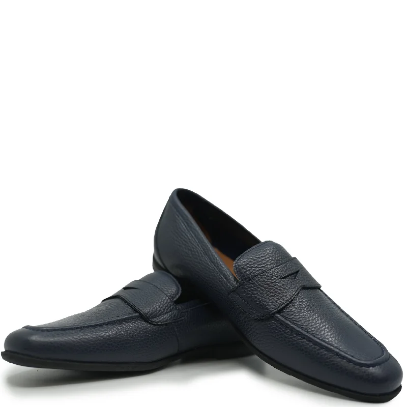 Atlanta Mocassin Navy Pebbled Penny Dress Shoe