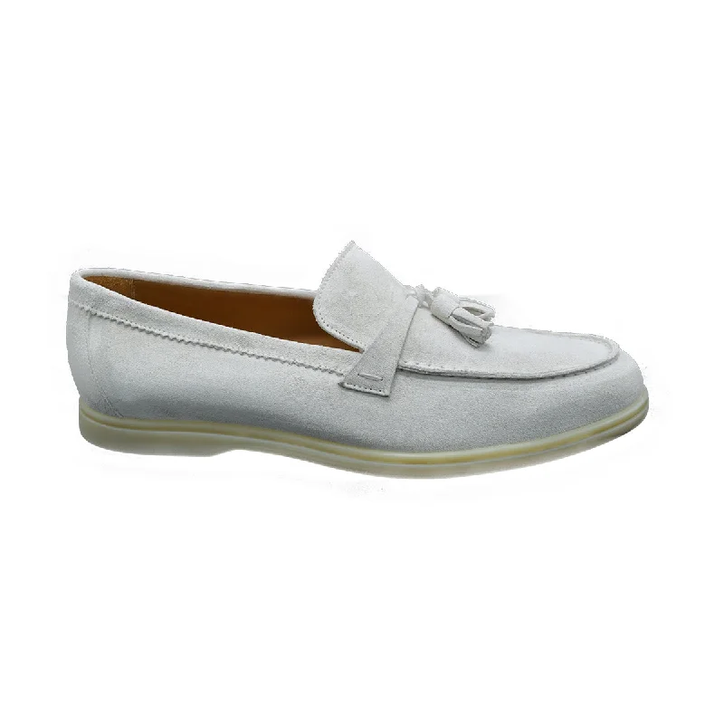 Berwick 1707 Ladies Tassel Flex Walk Loafer (198) -Florence Suede in White