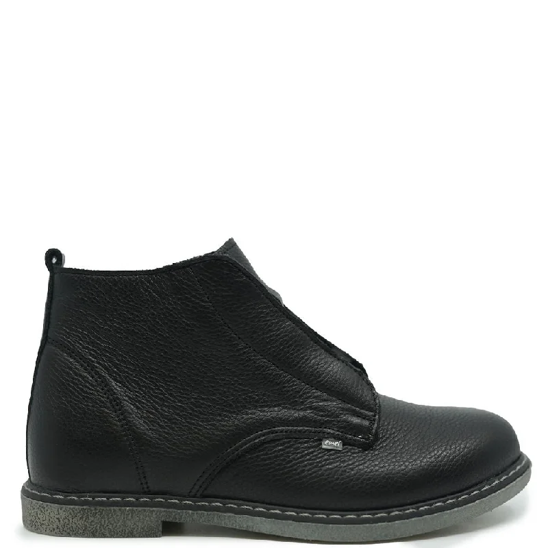 Emel Black Leather Zipper Bootie