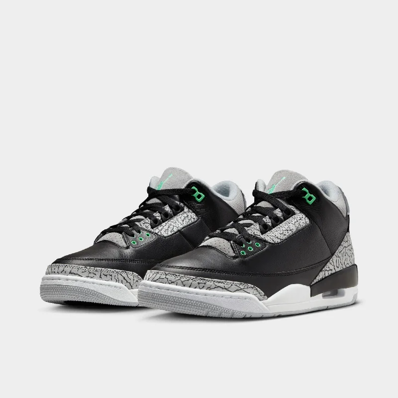 Jordan 3 Retro Black / Green Glow - Wolf Grey