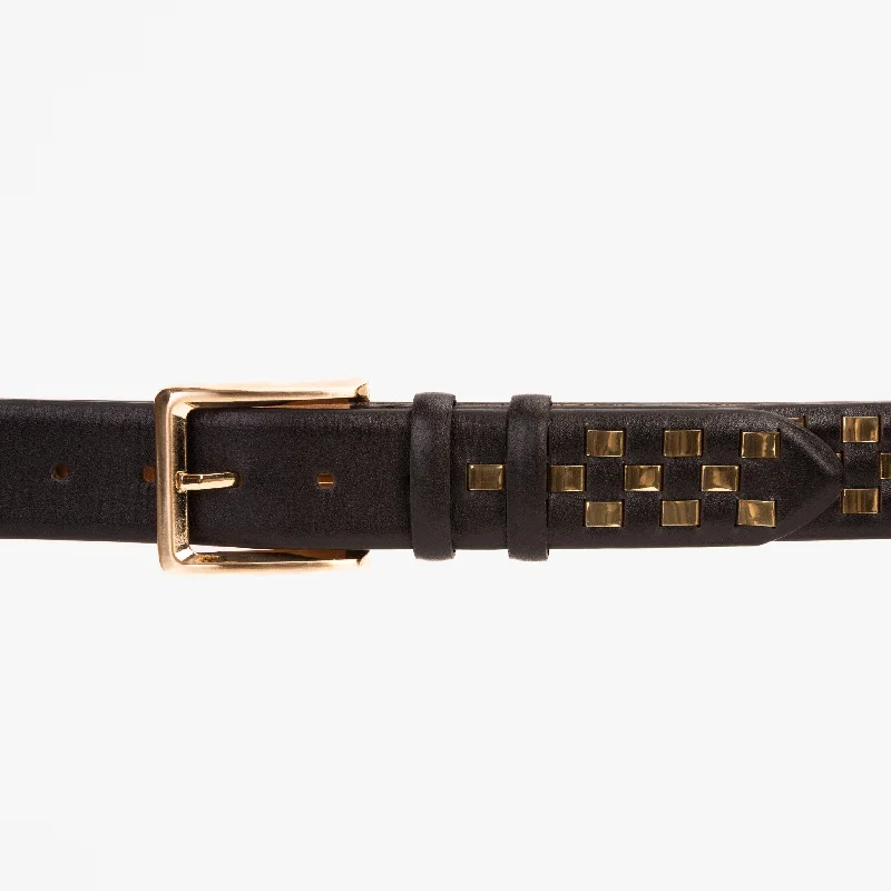 The Mackenzie Black & Gold Woven Leather Belt