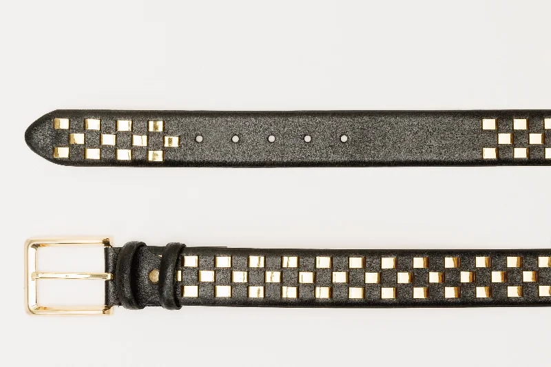 The Mackenzie Black & Gold Woven Leather Belt