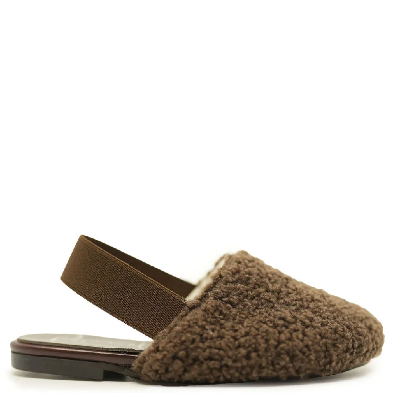 Papanatas Chocolate Shearling Slingback