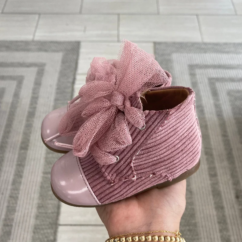 Papanatas Pink Corduroy Cap Baby Bootie