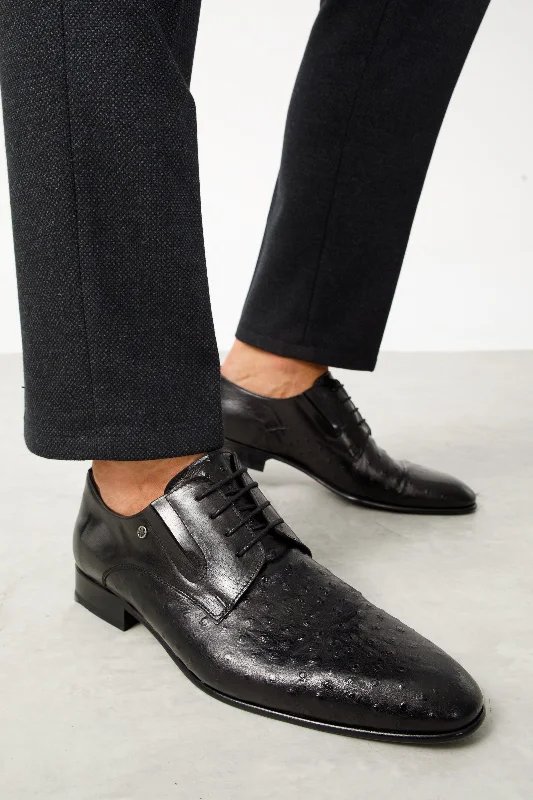 The Porto Alegre Black Leather Derby Men Shoe