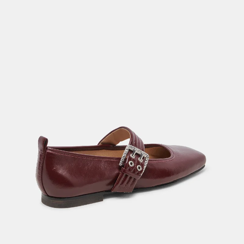 ARORA BALLET FLATS BURGUNDY CRINKLE PATENT