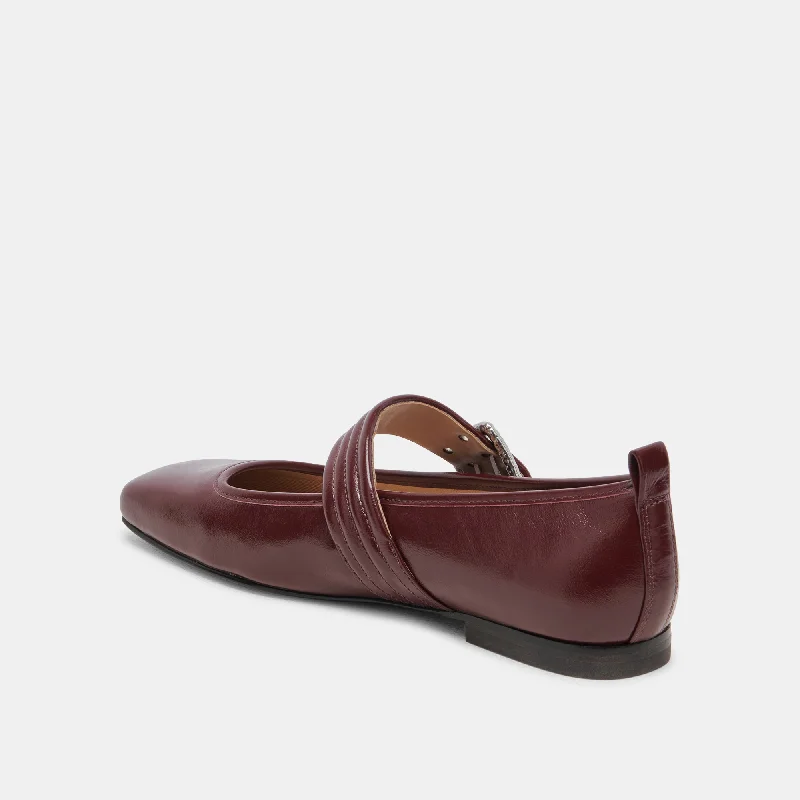 ARORA BALLET FLATS BURGUNDY CRINKLE PATENT