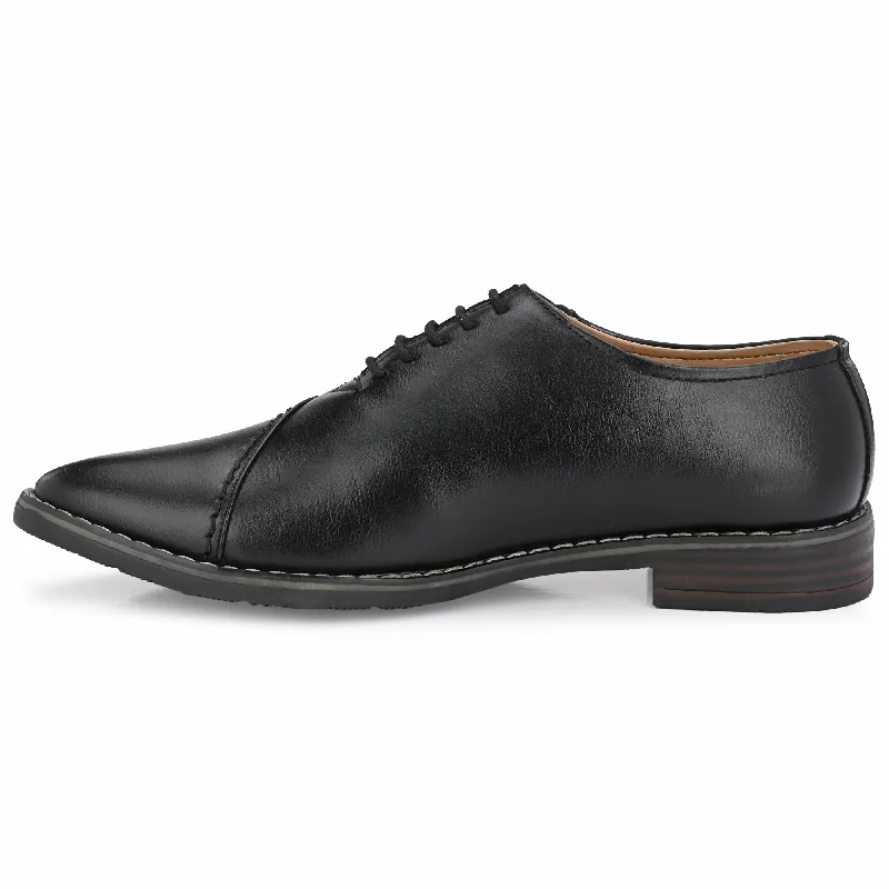 Attitudist Unisex Handcrafted Plain Oxford Black Formal Derby Shoes