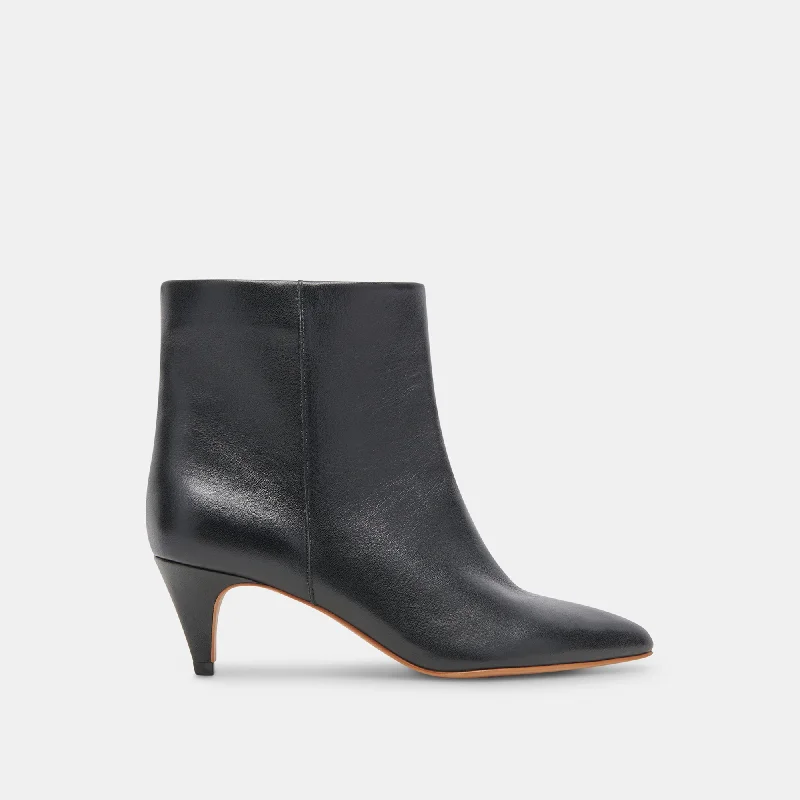 DEE WIDE BOOTIES JET BLACK LEATHER