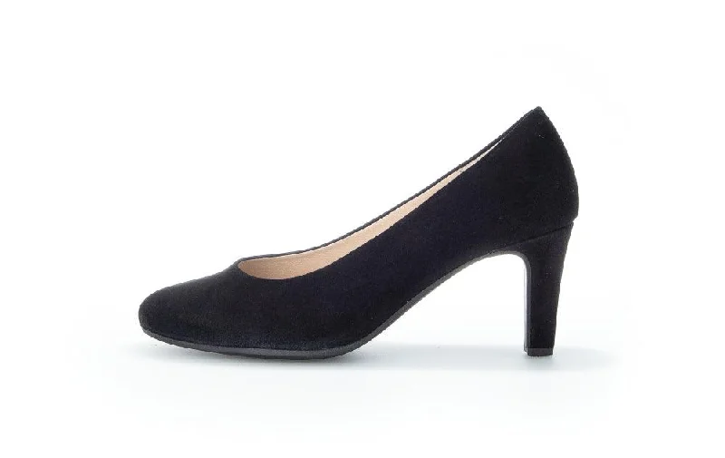 Gabor Black Suede Court Shoe EDINA 41017