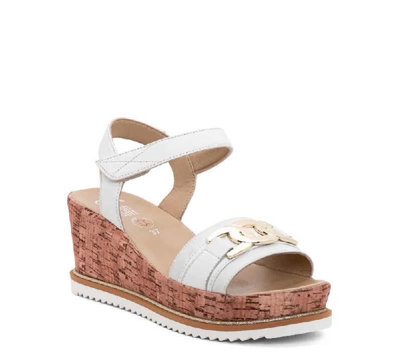 Ara Women's Palmdale Wedge Platform Sandal White Nappa Leather