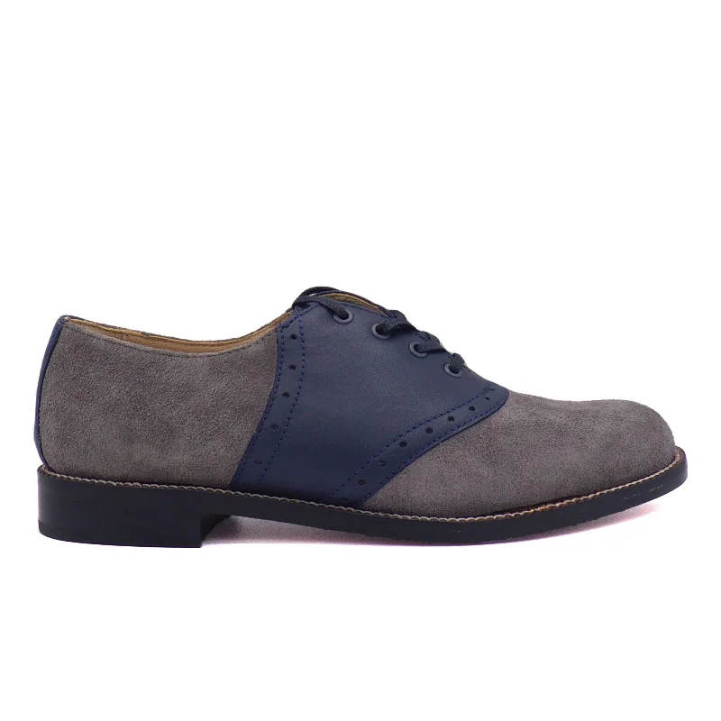 Navy Leather/Gray Suede / 5.5