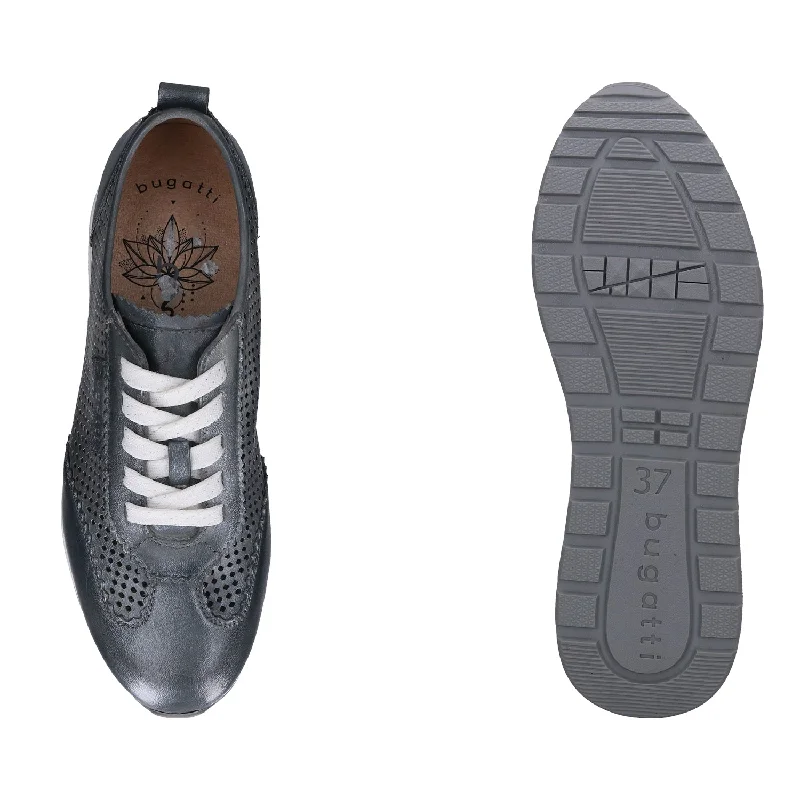 bugatti Light Grey Premium Leather Sneakers