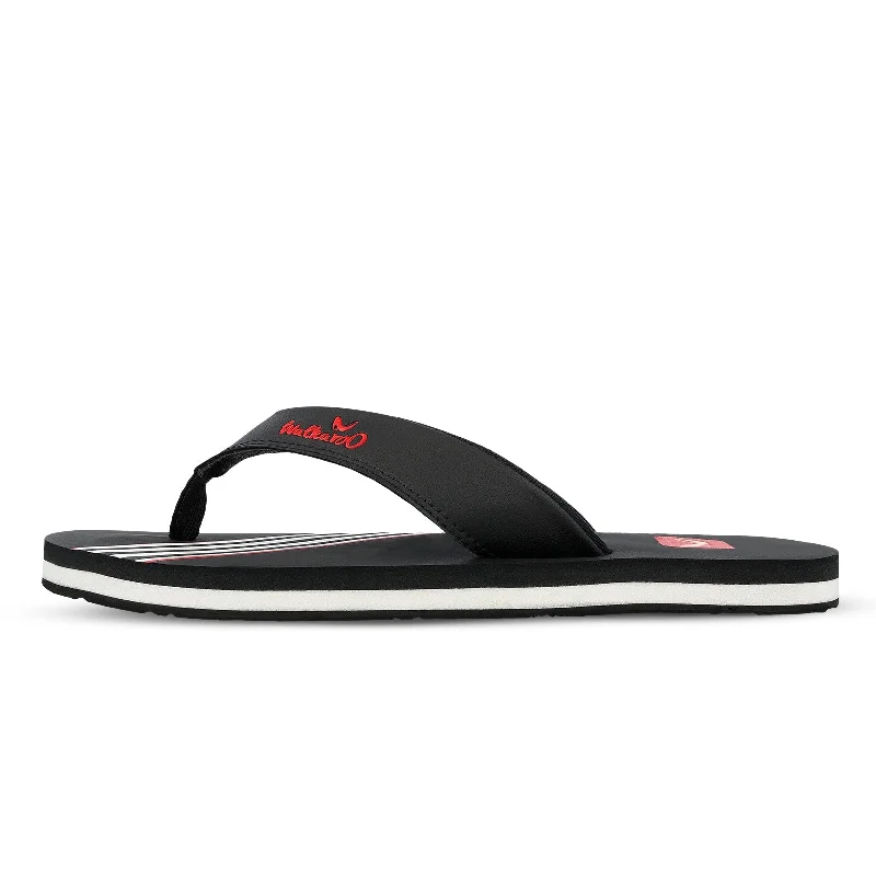 Walkaroo Men Striped Thong Flip-Flop  - WC4220 Black white