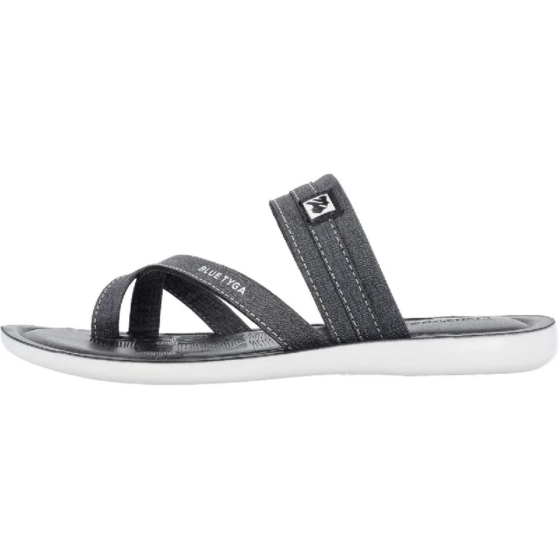 Blue Tyga Men Cross Strap Slide Sandals  - BT1302 Black