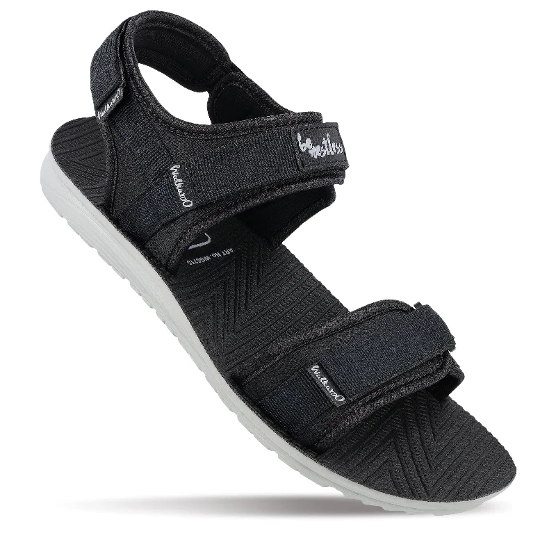 Walkaroo Men Strappy Floater Sandals  - WG5715 Black