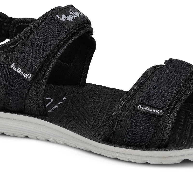 Walkaroo Men Strappy Floater Sandals  - WG5715 Black