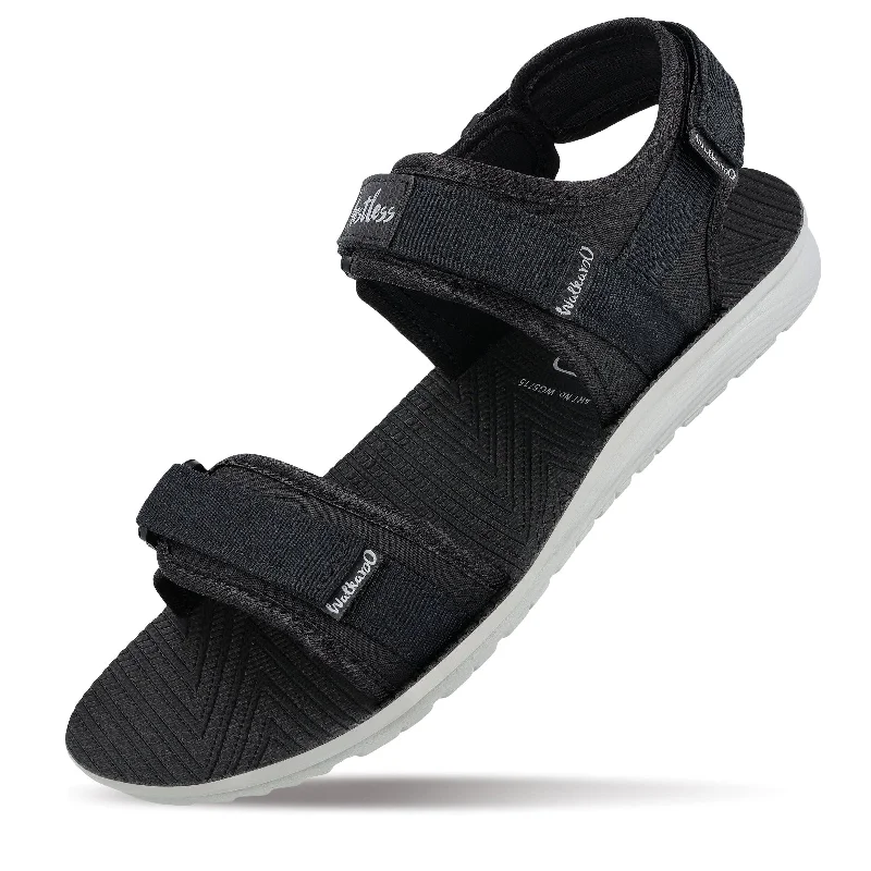 Walkaroo Men Strappy Floater Sandals  - WG5715 Black