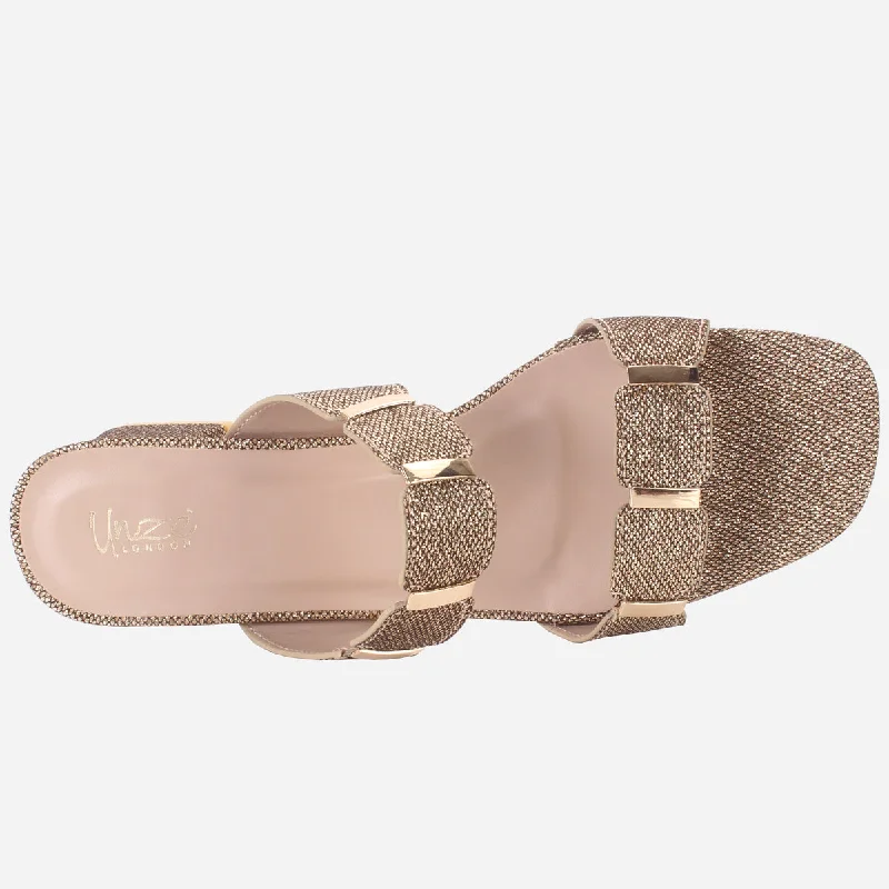 Womens ""NATALIA"" Fancy Block Heel Slide In Sandals