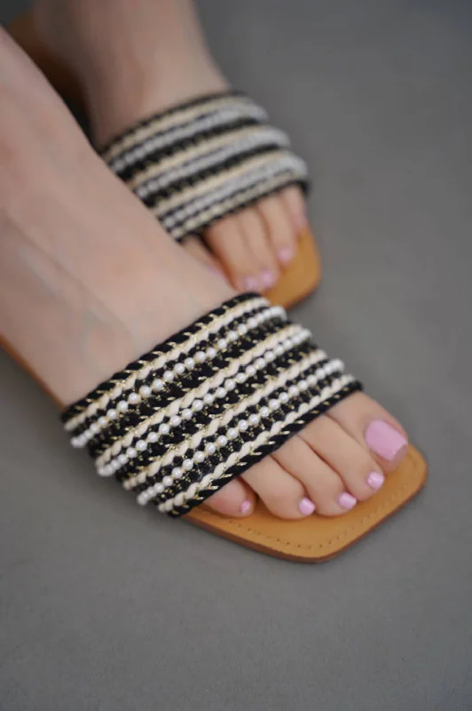 WOVEN PEARL SLIDES