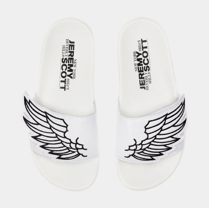 Jeremy Scott Monogram Adilette Wings Slides Mens Sandals (White)