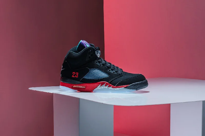 Air Jordan 5 Retro ""Top 3"" - Black/New Emerald/Fire Red/Grape Ice