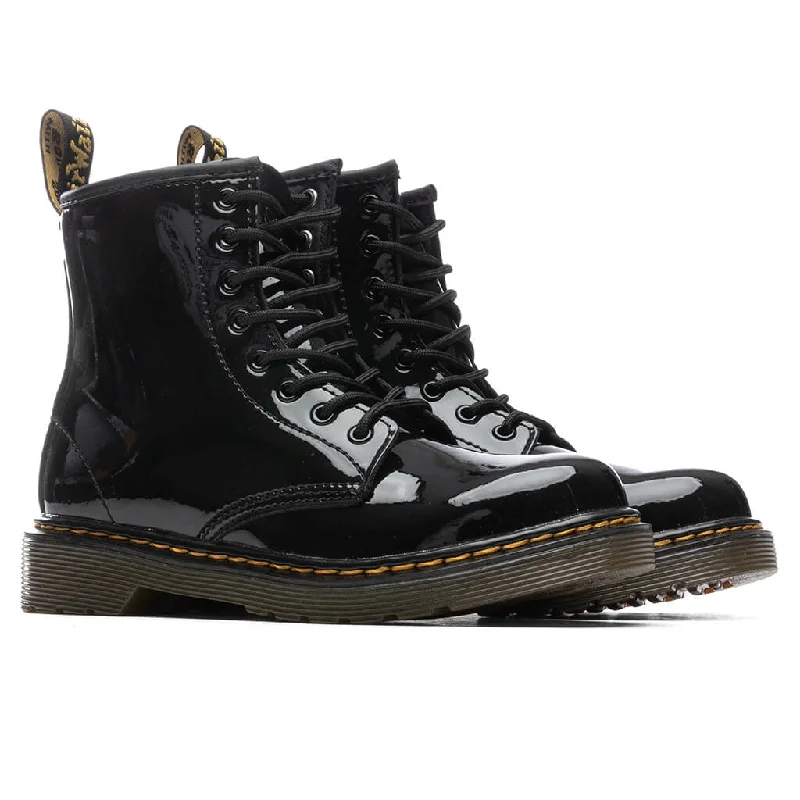 Junior 1460 Patent Leather Lace Up Boots - Black