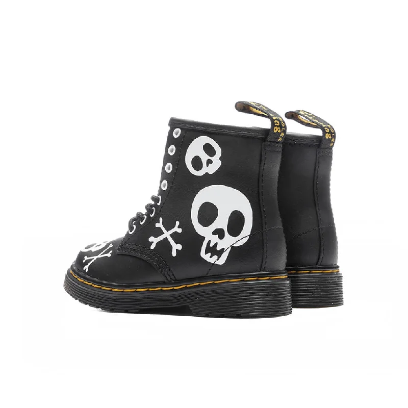 Toddler 1460 Skull & Bones Leather Lace Up Boots - Black