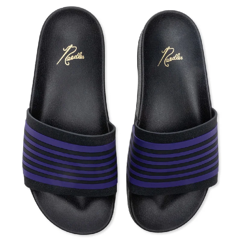 Track Line Shower Sandals - Black/Purple