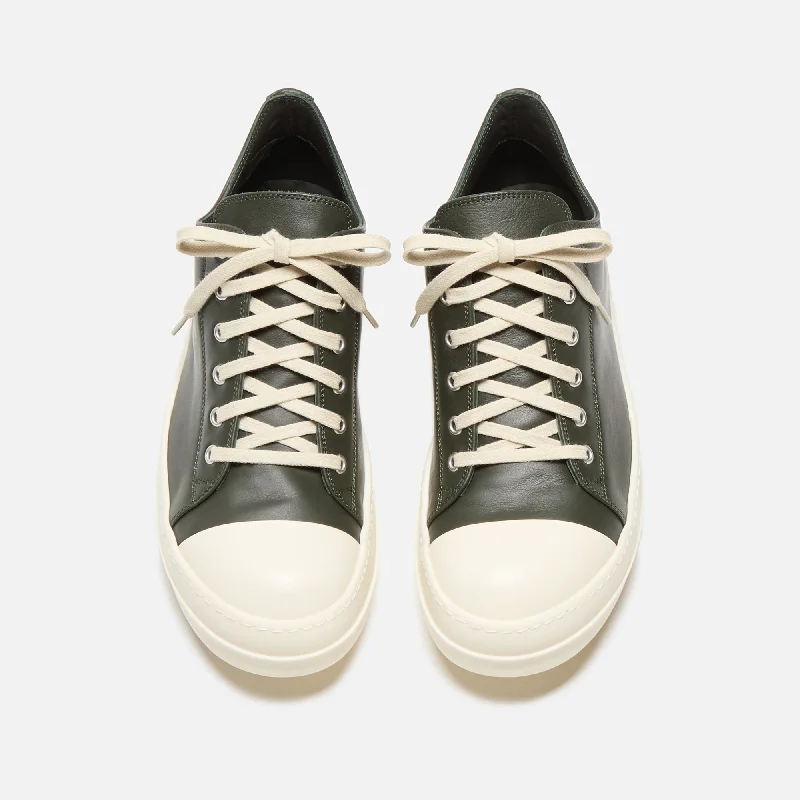 Rick Owens Scarpe Leather Sneakers - Forest / Milk