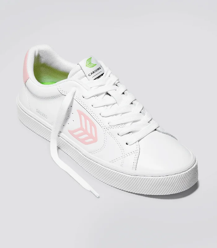 SALVAS White Leather Rose Logo Sneaker Women