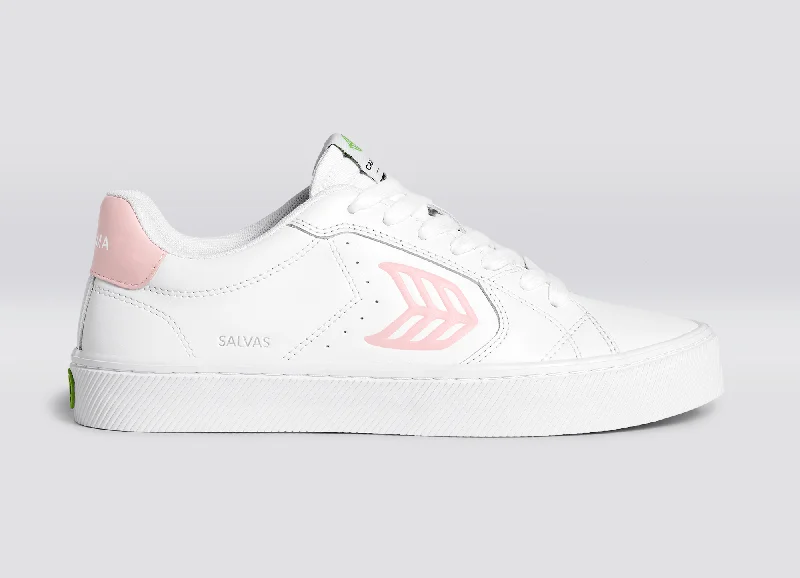 SALVAS White Leather Rose Logo Sneaker Women