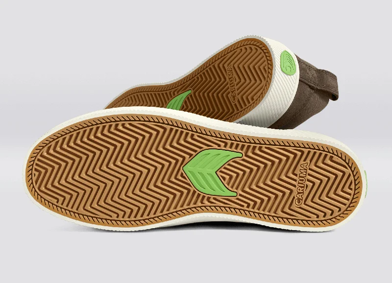 SLIP-ON PRO Dark Khaki Suede and Canvas Black Logo Sneaker Men